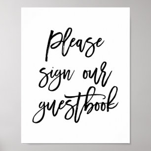 Chic Hand Lettered Wedding Sign Our Guest Book