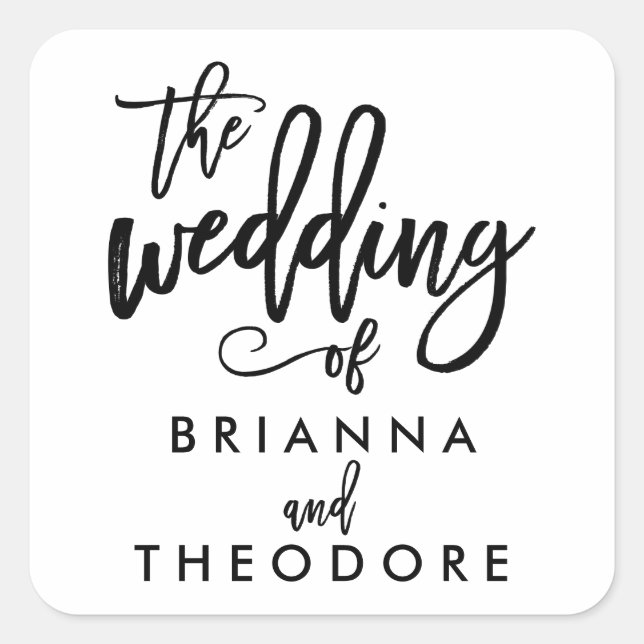 Chic Hand Lettered Wedding Sticker (Front)