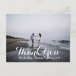 Chic Hand Lettered Wedding Thank You Postcard