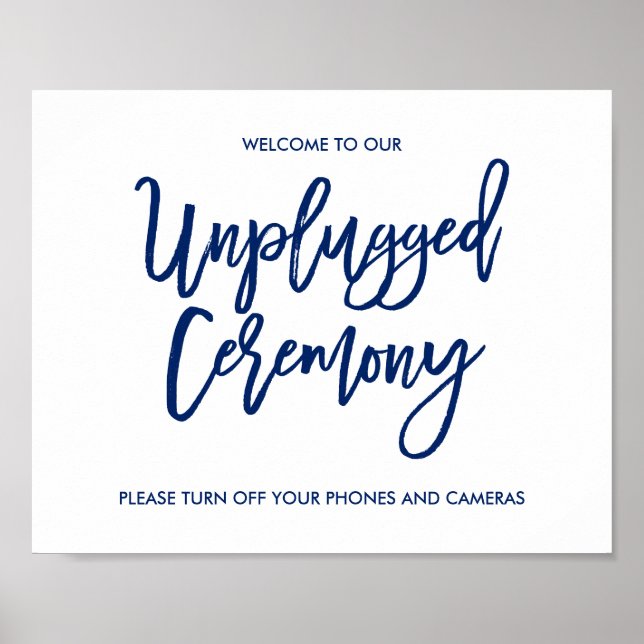 Chic Hand Lettered Wedding Unplugged Ceremony Sign (Front)