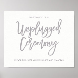 Chic Hand Lettered Wedding Unplugged Ceremony Sign