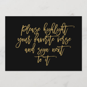 Chic Hand Lettered Wedding Verse Guest Book Sign Invitation