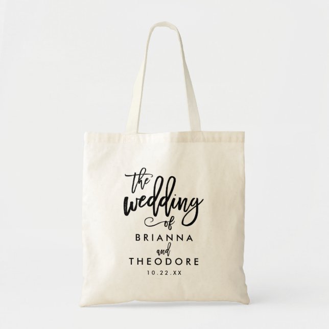 Chic Hand Lettered Wedding Weekend Tote Bag (Front)