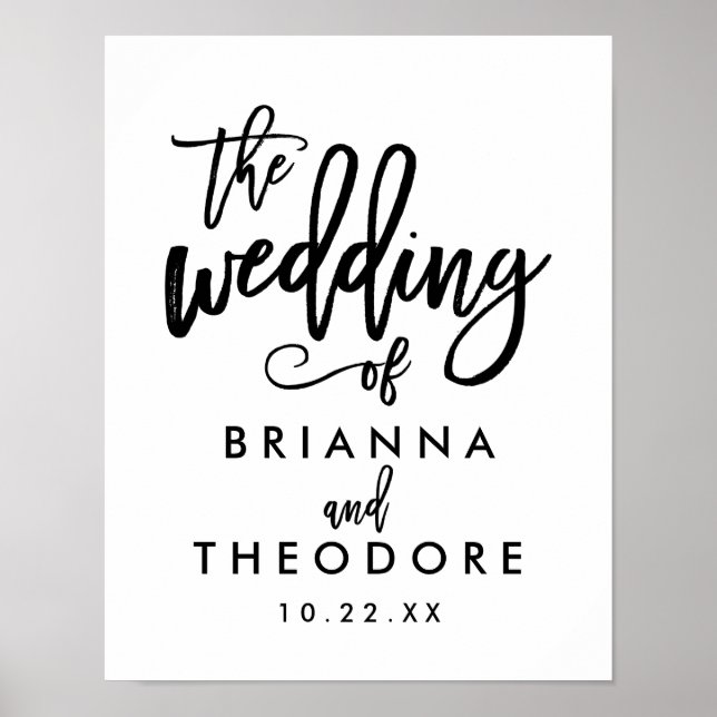 Chic Hand Lettered Wedding Welcome Sign (Front)