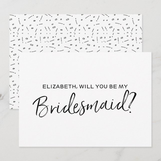 Chic Hand lettered "Will you be my bridesmaid" Invitation (Front/Back)