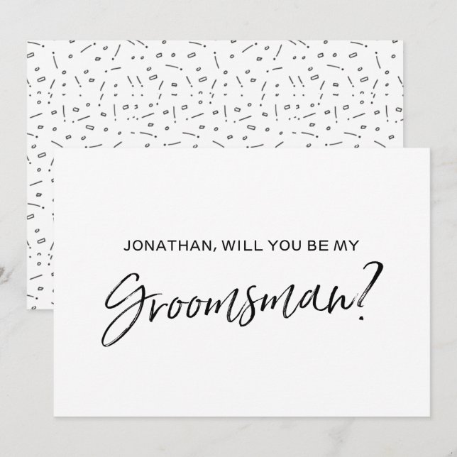 Chic Hand lettered "Will you be my groomsman" Invitation (Front/Back)