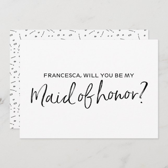 Chic Hand lettered "Will you be my maid of honor" Invitation (Front/Back)