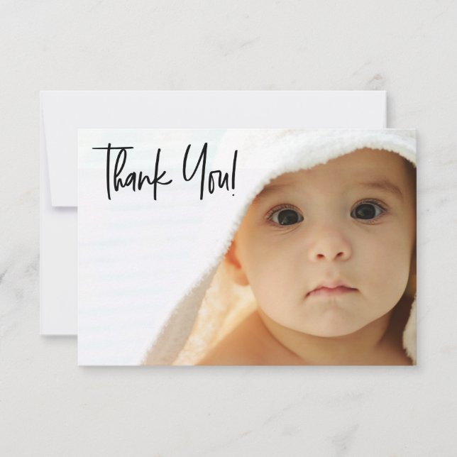 Chic Handlettering Baby Girl Photo baby shower Thank You Card (Front)