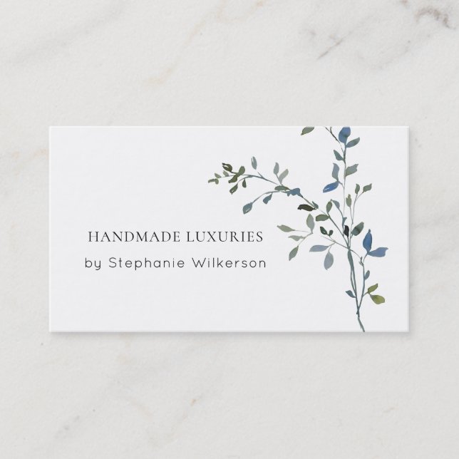 Chic Handmade Elegant Greenery Business Card (Front)
