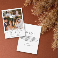 chic handwriting 4 photos wedding thank you