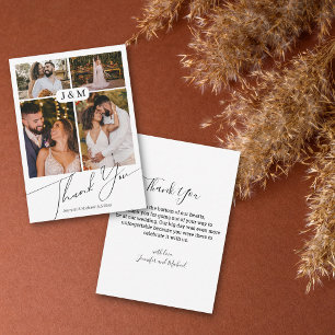 chic handwriting 4 photos wedding thank you card