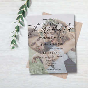 chic handwriting couple photo wedding invitation