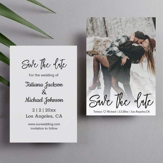 chic handwriting snowflakes winter photo wedding save the date (Creator Uploaded)