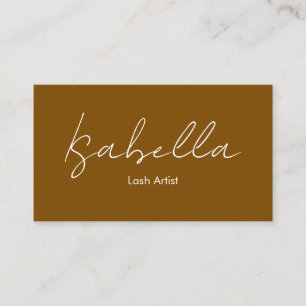 Chic Handwritten Brown Lash Artist Business Card
