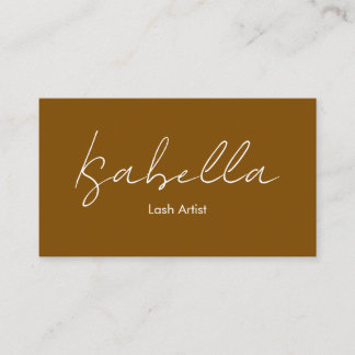Chic Handwritten Brown Lash Artist Business Card