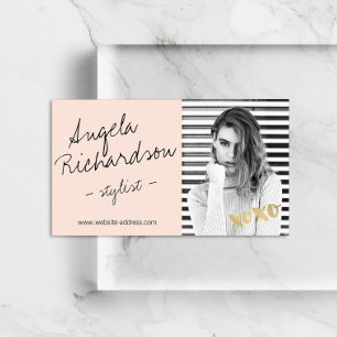 Chic Handwritten Fashion Stylist Actor Model Photo Business Card