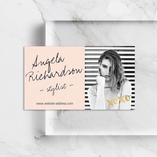 Chic Handwritten Fashion Stylist Actor Model Photo Business Card (Creator Uploaded)