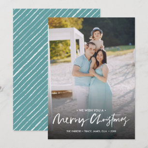 Chic handwritten merry christmas  photo   AQUA Invitation