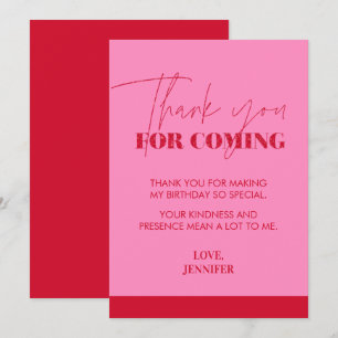 Chic Handwritten Pink Red Glitter  Thank You Card