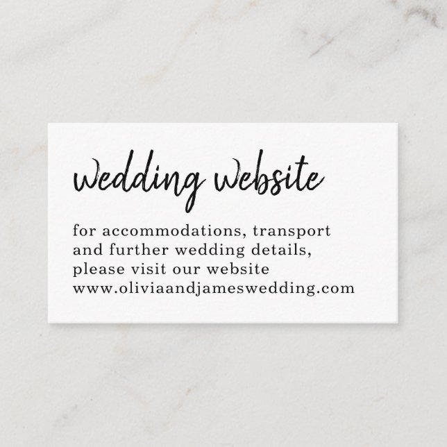 Chic Handwritten Script Typography Wedding Website Enclosure Card (Front)