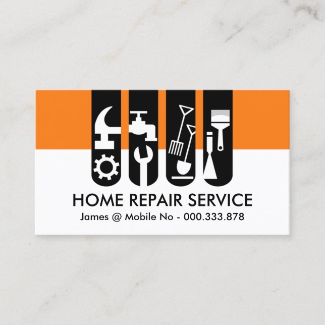 Chic Handyman Tools Tab Home Repairs Business Card (Front)