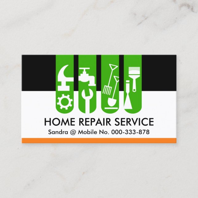 Chic Handyman Tools Tab Renovation Business Card (Front)