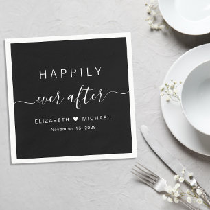 Chic Happily Ever After Black Wedding Napkin