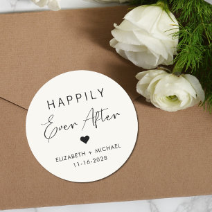 Chic Happily Ever After Cream Wedding Classic Round Sticker