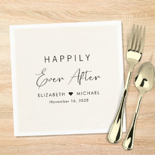 Chic Happily Ever After Cream Wedding Napkin