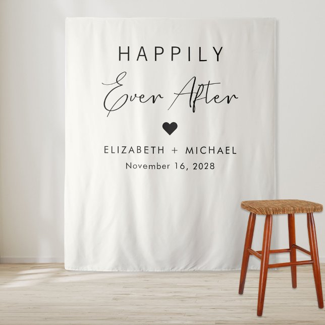 Chic Happily Ever After Cream Wedding Tapestry (Creator Uploaded)