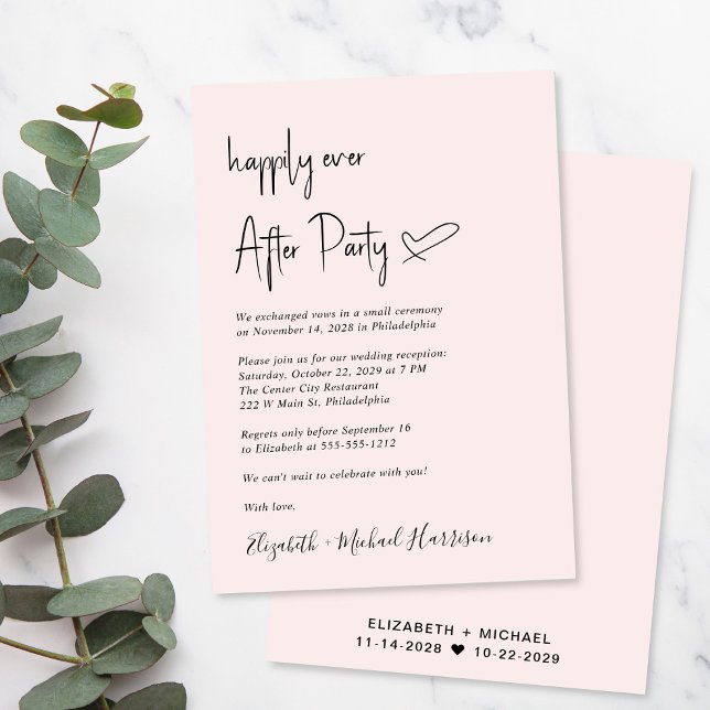 Chic Happily Ever After Pink Wedding Reception Invitation (Creator Uploaded)
