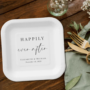 Chic Happily Ever After Wedding Paper Plate