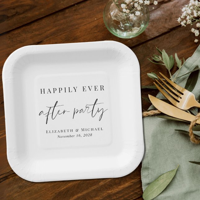 Chic Happily Ever After Wedding Reception Paper Plate (Creator Uploaded)