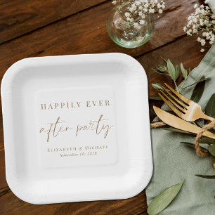 Chic Happily Ever After Wedding Reception Paper Plate