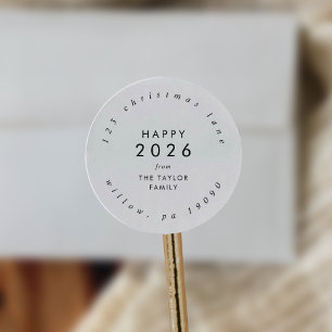 Chic Happy 2023 New Year Circular Return Address Classic Round Sticker