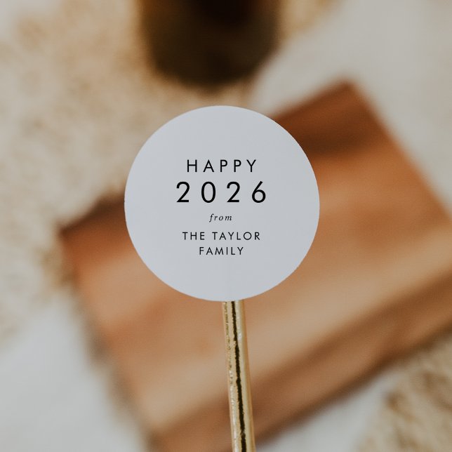 Chic Happy 2025 New Year Holiday Gift Classic Round Sticker (Chic Happy 2026 New Year Holiday Gift Classic Round Sticker)
