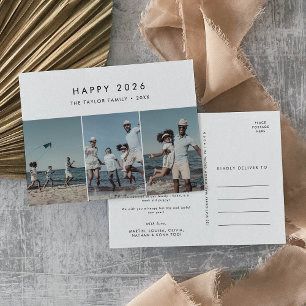 Chic Happy 2025 New Year In Review 3 Photo Holiday Postcard