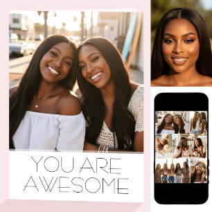 Chic Happy Birthday 8 Photo Best Friend Modern Card