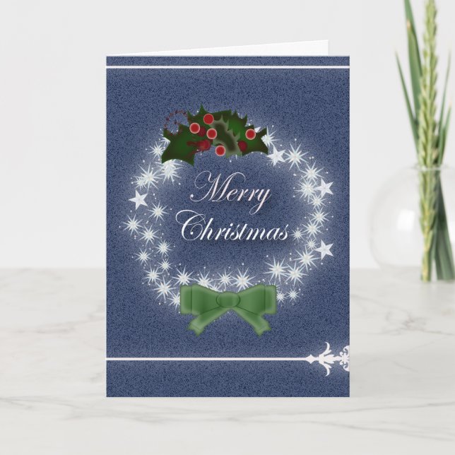 Chic Happy Holiday modern christmas wreath (Front)