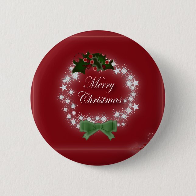 Chic Happy Holiday modern christmas wreath 6 Cm Round Badge (Front)