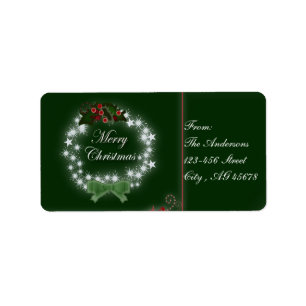 Chic Happy Holiday modern christmas wreath Label