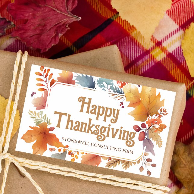 Chic Happy Thanksgiving Customised Company Rectangular Sticker (Creator Uploaded)
