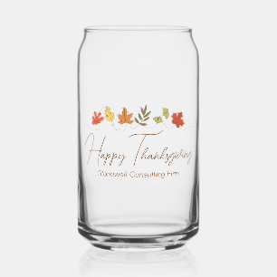 Chic Happy Thanksgiving Leaves Custom Company Can Glass