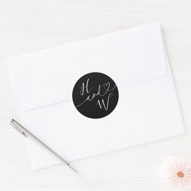 Chic Heart Initials Wedding Label Invitation Seals (Envelope)