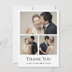 Chic Heart Modern Wedding Photo Collage Thank You Card
