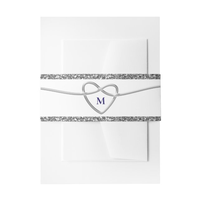 Chic Heart Monogram Wedding Invitation Belly Band (Front Example)