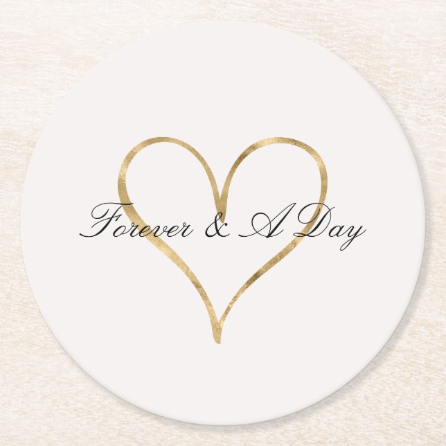 Chic Heart of Gold Round Paper Coaster (Front)