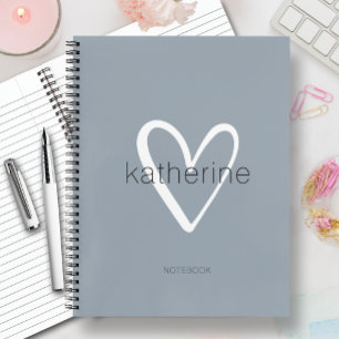 Chic Heart on Dusty Blue Notebook