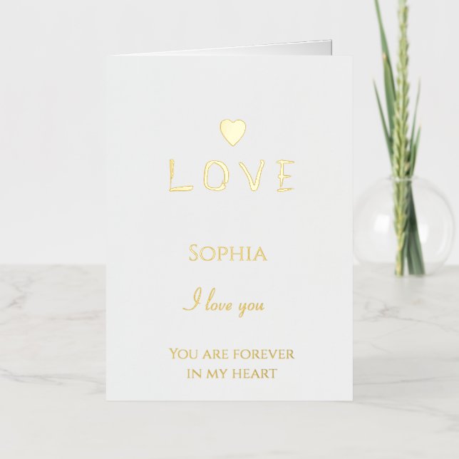 Chic Heart Romantic Love Foil Greeting Card (Front)