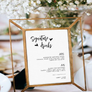 Chic Heart Script His Hers Choice Drinks Cocktails Poster